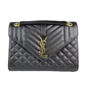 Pre-owned Yves Saint Laurent Leather Crossbody Bags Black Classic Monogram Envelope Satchel Mixed Matelasse Crossbody Bag