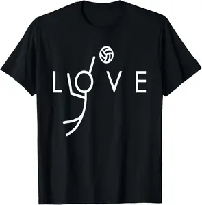Girls' Comfortable Cotton Short-Sleeve Sporty Sports Top - Volleyball Flat Graphics Garment for Summer Casual Spike Love Wear, Sporty Sports Tops