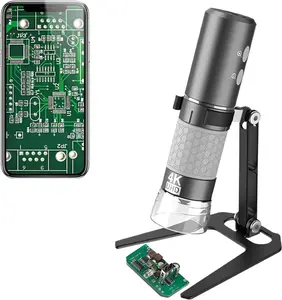 WiFi USB Digital Handheld Microscope, 50 to 1000x  Magnification Endoscope 4K 3840x2160P Camera 8 LEDs with Metal Stand for  iPad Android  Windows Linux Chrome