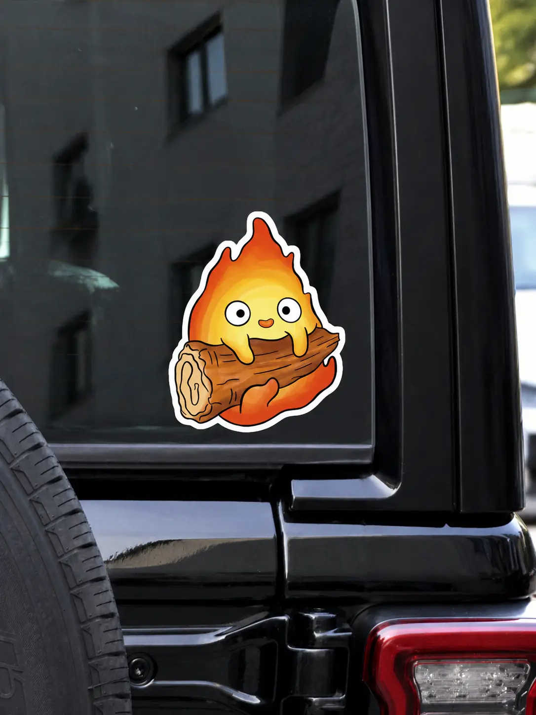 Calcifer Fire Spirit Car Decal, Studio Ghibli Inspired Die Cut Vinyl Decal, Cute Cozy Flame Decal