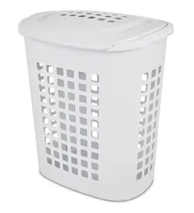 2.3 Bushel LiftTop Laundry Hamper Plastic Adult, White, Ideal for Laundry Storage