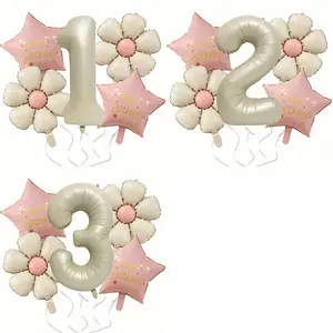 Creamy White Birthday Balloons, Letter Balloons, Birthday Number Balloon Party Decoration Set, Balloon Party Supplies, Suitable For Indoor And Outdoor Decorations, Themed Parties, Birthdays And Celebrations.