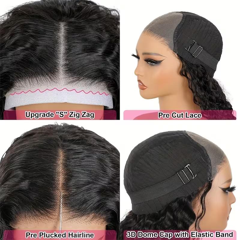 Deep Wave Curly Bob Glueless Wig 100% Human Hair Ready To Wear 6x4 Hd Lace Closure Wig Jerry Burmese Curly Frontal Short Bob Water Wave Wig Ready to Wear And Go For Women On Sale