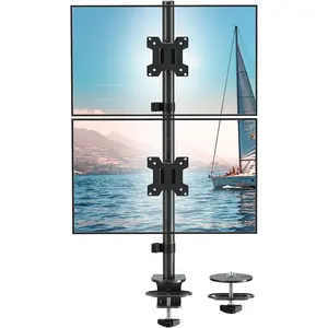 Vertical Dual  Stand, Stacked  Mount for 2 Screens Up to 32 inch, Full Motion  Desk Mount with Swivel, Tilt, Rotation, Holds 17.6 lbs Each, Max VESA 100x100mm