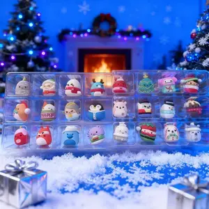 1pc 24 Days Surprise Countdown Calendar Box, Mini Christmas Figurine Blind Bag, 24 PVC Cute Figures, Ideal Holiday Gift and Home Decor