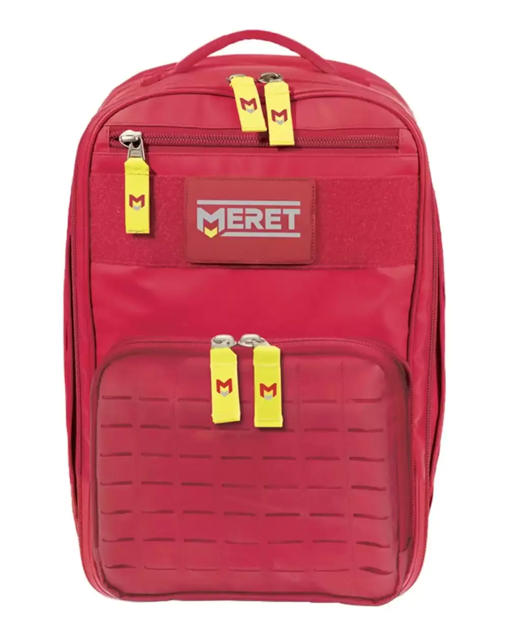 Women's Large High-Capacity Heavy-Duty Tactical Backpack for Adults - Red Tarpaulin Cloth, Infection Control Material, Contoured Yoke Harness, Laser-Cut MOLLE Back, Double-Stitching, Front Pocket Panel, 8.01 lbs, Adjustable Strap, Ez-Pull Zip, Decon Ready
