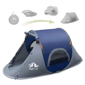 Night Cat Automatic Pop Up Beach Tent, 9.5'x6.6'x4', 3s Quick Setup & 40% Smaller Pack, Spacious for 2-4P with Front Porch, 3000mm Waterproof for Camping, Hiking, Beach, Festival, Fishing, Stargazing, Backyard & Park Lightweight Canopy Shelter Tent tiktok