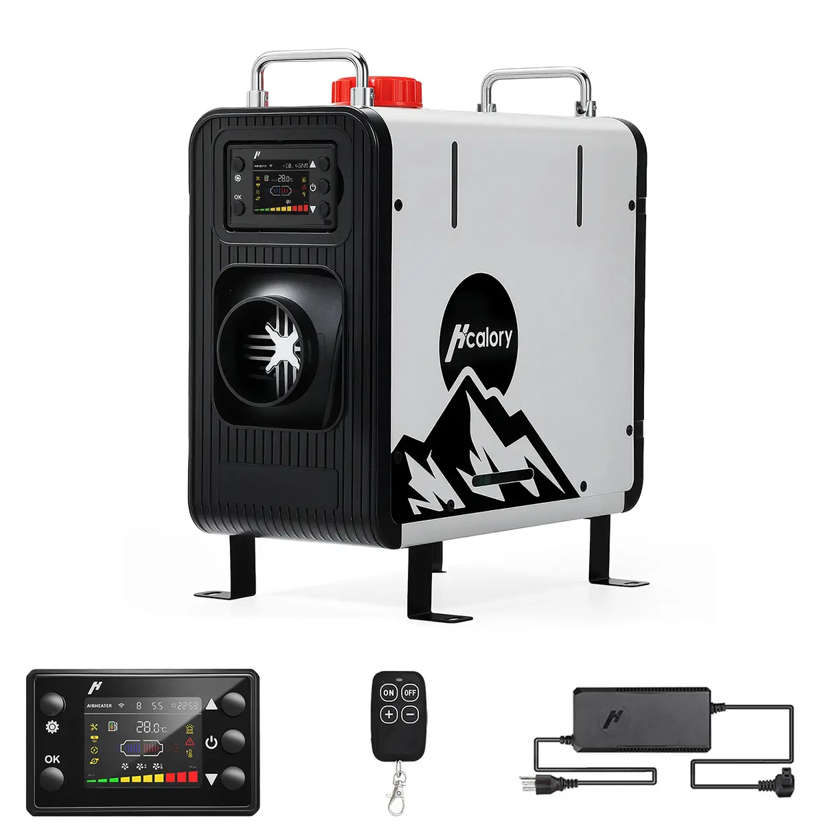 Hcalory 8KW 12V 24V Diesel Air Heater with 110V Adapter & Bluetooth for RV Car Van - Fast Heating, 5L Tank, Dual Power Input, Smart Control, Multi-Layer Protection