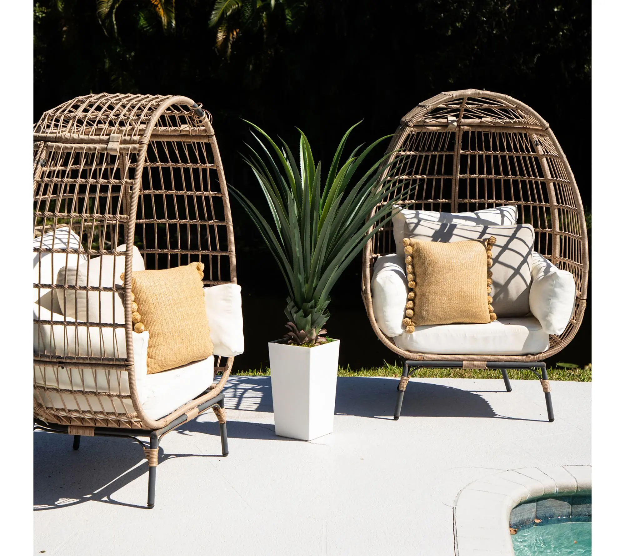 Nearly Natural 4-ft UV Resistant Spiked Agave in White Planter