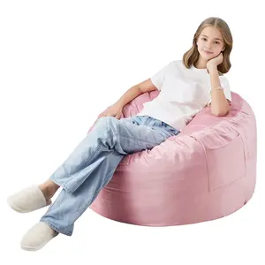 VEVOR Bean Bag Chair,  3 feet Round Bean Bag Chair with Removable and Washable Cover, 25D Memory Foam Filled with Soft and Smooth Dutch Velvet, Bean Bag for Bedroom or Playroom, Pink
