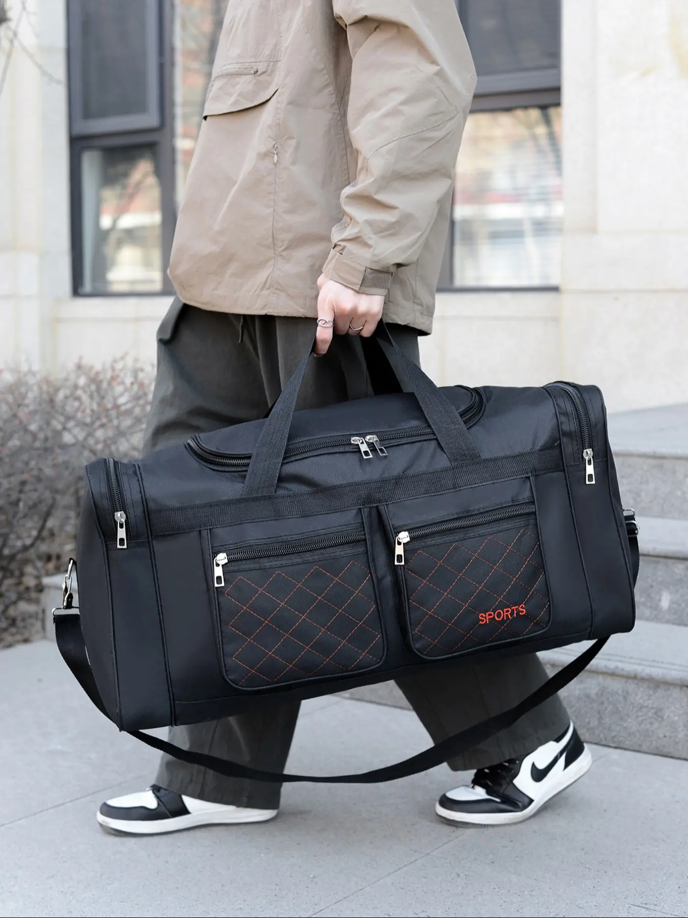 Foldable Travel Bag Fashionable Duffel Bag Large Capacity Luggage Bag Multi-Pocket Sports Storage Bag, Durable Lightweight Design, Ideal for Outdoor Activities & Daily Use, Travel Duffle Bag