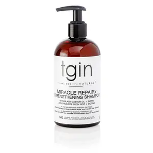 Tgin Miracle RepairX Strengthening Shampoo 13 oz - Sulfate-Free Formula with Black Castor Oil & Biotin for Damaged Hair Care