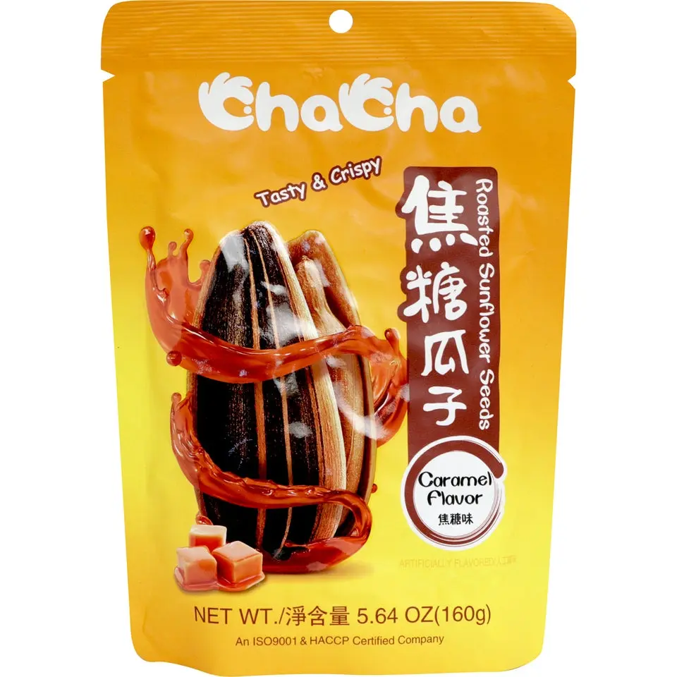Chacha Savory Caramel-Flavored Roasted Sunflower Seeds, 160g, Vegan, Gluten-Free Chinese Snack Food, Anytime Treat with Savory and Sweet Balance