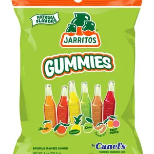 Canel's Jarritos Gummies Original 8 oz Bag - Mango Mandarin Pineapple Limon Tamarind Fruit Punch Flavor - Soft Chewy Gummy Candy in Fun Soda Bottle Shapes 5 chewy gummies