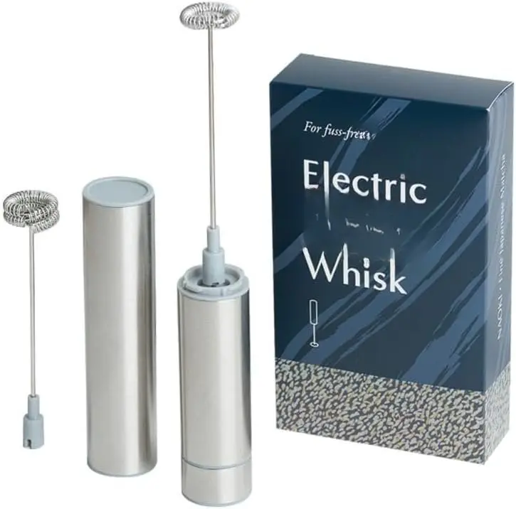 Electric  Whisk and Milk Frother with Single and Double Frother  Set - Barista Style Preparation for  Green  & Lattes