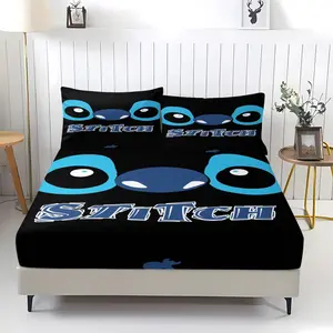 Starry Baby Theme Bed Sheet Set, Stitches Pattern Digital Print, Soft Comfortable Easy Care Bedding, All-Season Use, Includes 1 Fitted Sheet & 2 Pillowcases