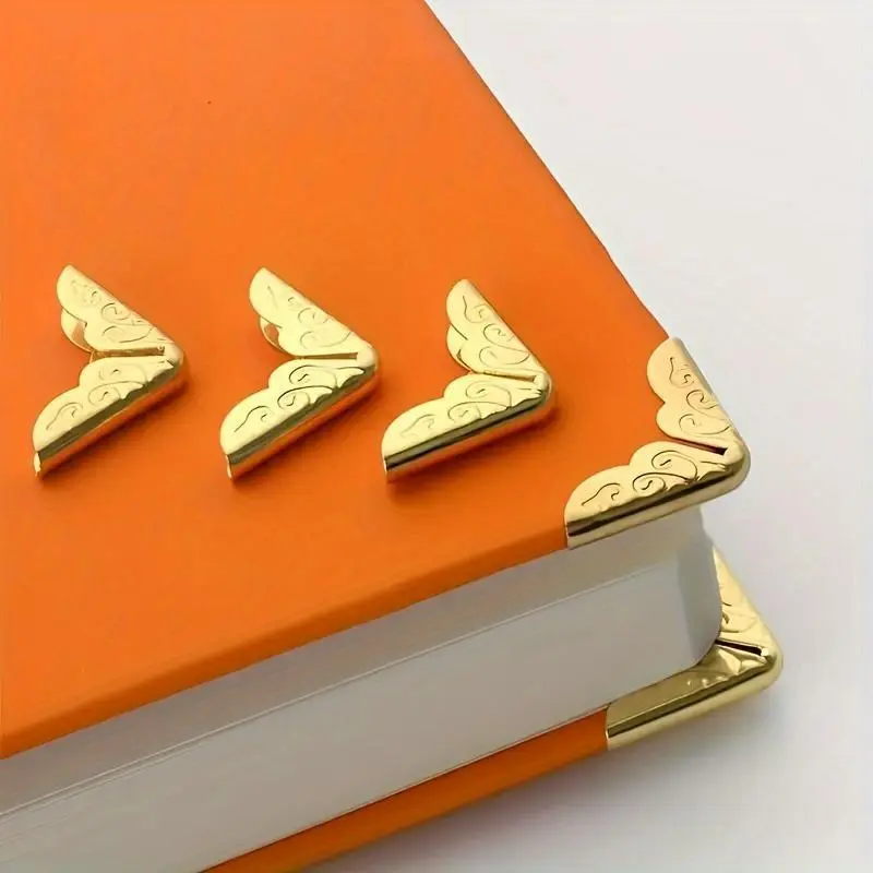 20 gold metal book corner protective covers, luxurious and elegant book corner protective covers, suitable for student books, office materials, etc Protection