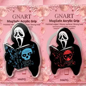 Ghost Slasher Reading Acrylic Phone Grip - Spooky Bookworm MagSafe Magnetic Phone Holder - Horror Romance Novel Fan Gift Cute Phone Stand Ring