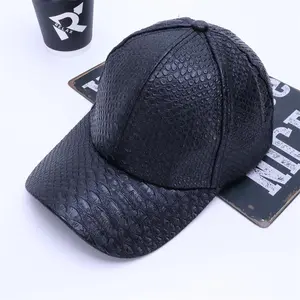 Spring Collection Premium Leather Baseball Cap with Crocodile Pattern PU Duckbill Cap - Street Style Hip Hop Sun Cap