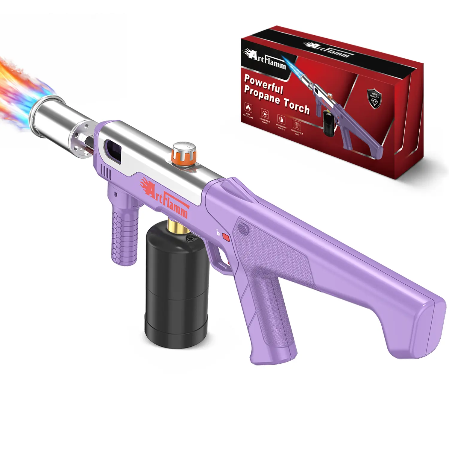 ARTFLAMM Turbo Boost Propane Torch, Powerful Weed Burner with Adjustable Flame, Blow Torch for Weed Removal, BBQ, Fire Starting & Outdoor Use, Propane Tank Not Included