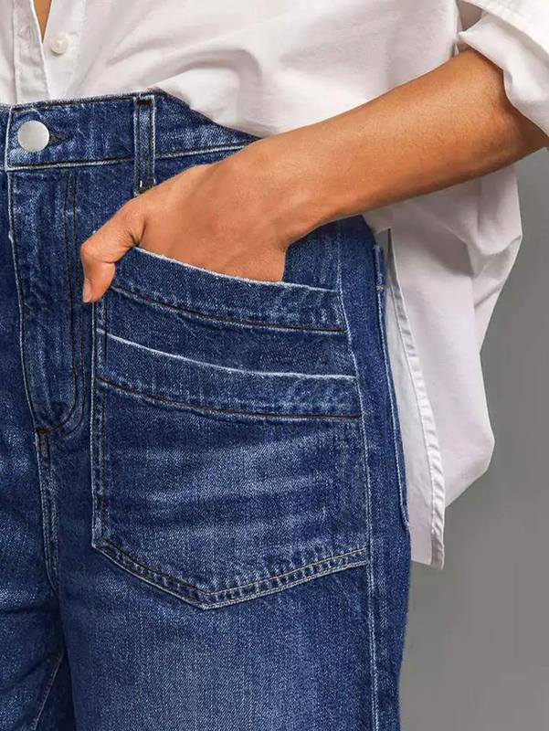 Wide Leg Stretch Jeans - Comfortable Soft and Breathable for Casual Wear Denim Womenswear with High Waist and Loose Fit