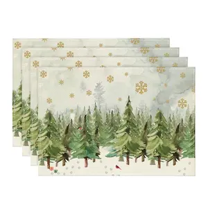 Vikama Christmas Table Runner Set, Winter Holiday Decorations, Seasonal Tree Design, Perfect for Party & Kitchen Dining