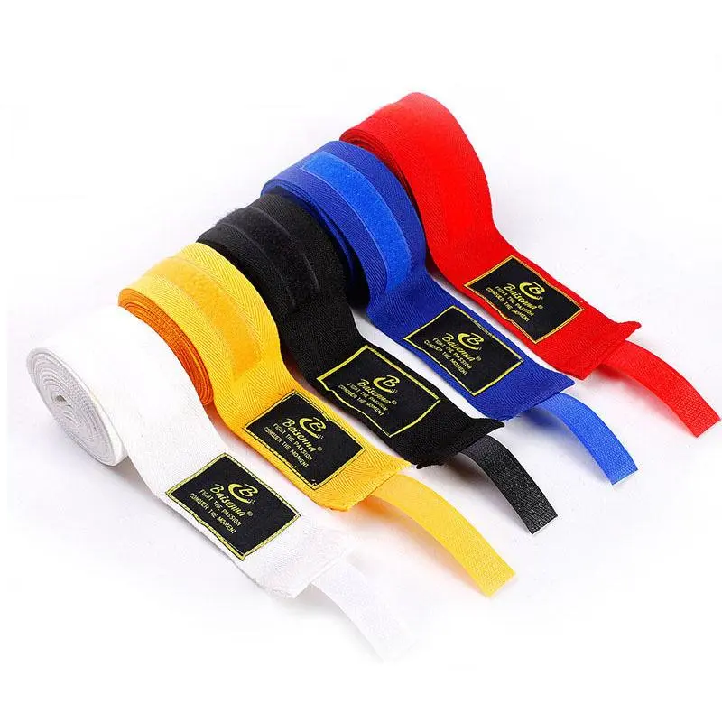 2pcs Boxing Handwraps Cotton 5m Quick Drying Semi Elastic Hook Loop Design Sports Hand Wraps for Kickboxing Muay Thai