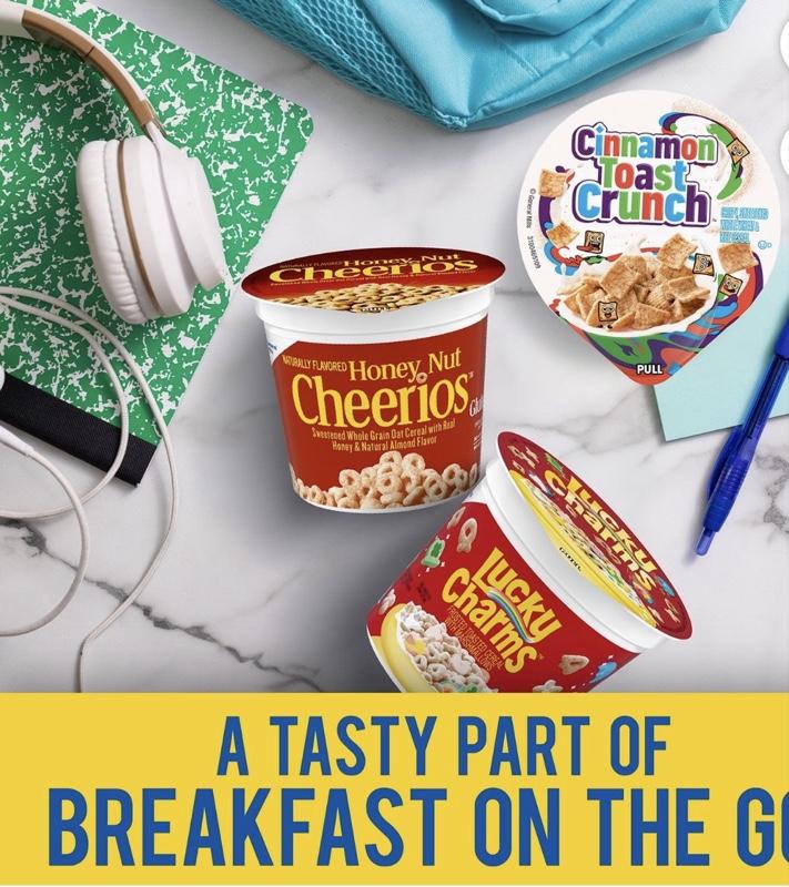 Cereal Cups Variety Pack 12 pk Includes Honey Nut Cheerios Lucky Charms & Cinnamon Toast Crunch