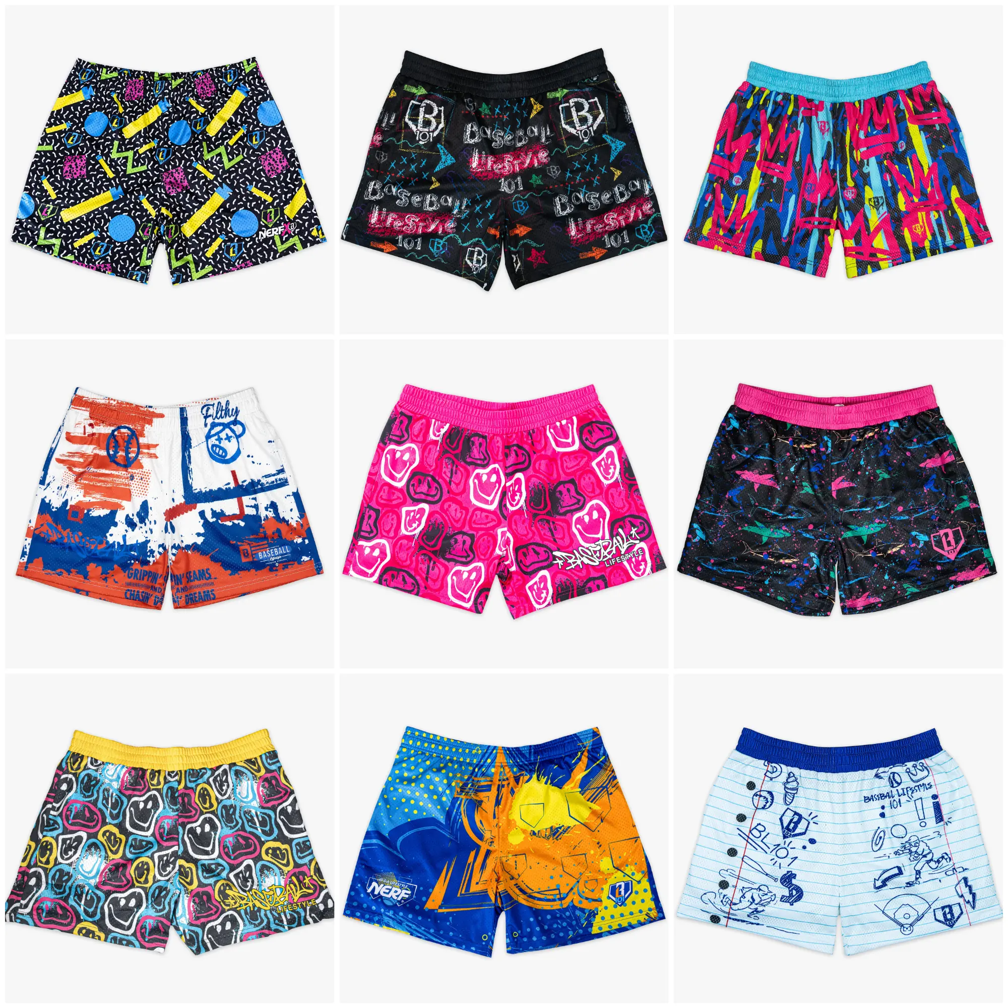 [ Back to School Sale - Baseball 101 ] Premium Printed Mesh Athletic Shorts for All Ages & Sizes – Lightweight Breathable Graphic Gym Shorts Full Collection