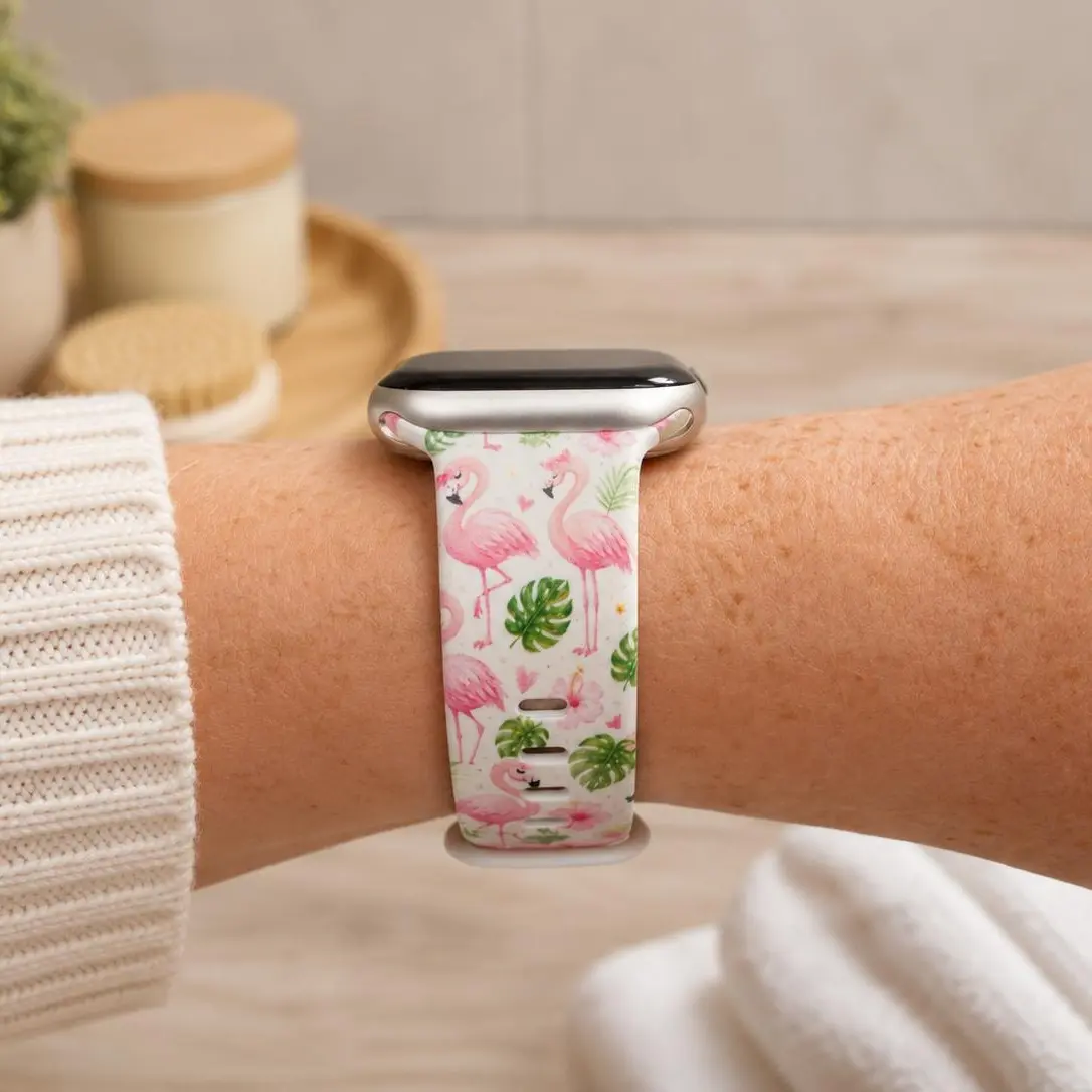 Pink Flamingo Watch Band | Tropical Flamingo Design | Compatible with Apple & Samsung Watches