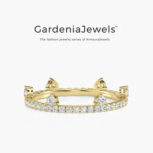 0.738ct Full-Circle Round Cut Moissanite Ring Bell Orchid Round 18K Gold Plated Ring