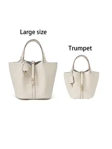 Women's Fashion Solid Color Casual Versatile Genuine Leather Handbag, Stylish and Practical Accessory for Everyday Use, Perfect for Any Occasion