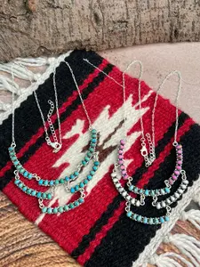 Handmade Sterling Silver Cotton Candy, Kingman Turquoise Necklace "Signed Nizhoni"