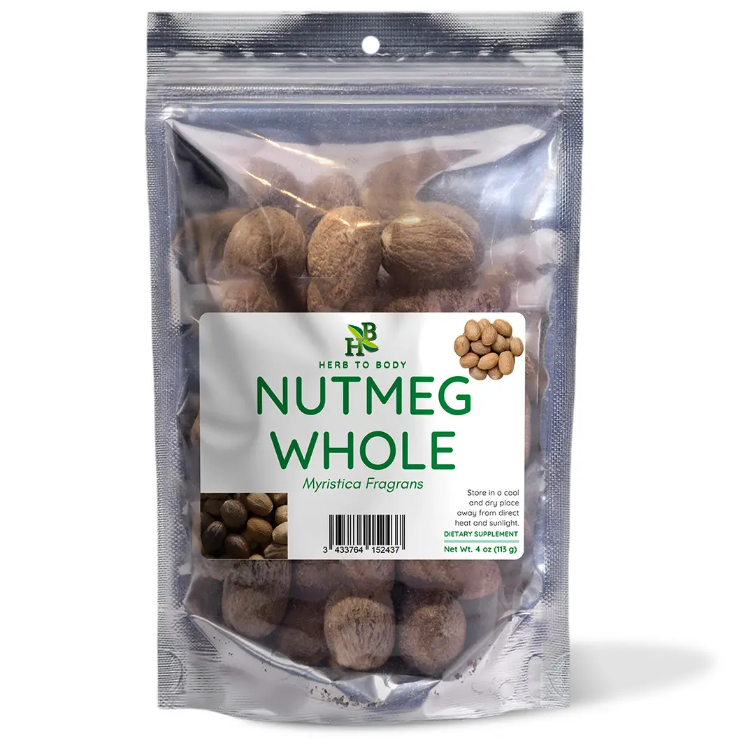 Whole Nutmeg - 4oz (113 g) | Wildcrafted Myristica Fragrans | Nutmeg Dried Herbs with Flavor, Sugar Free, Unflavored | Herb To Body