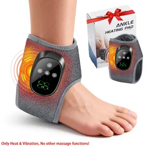 Electric Foot Ankle Massager with Heat, Cordless Ankle Heating Pad with Massager, 4 Modes 4 Intensities 4 Heating Levels Heated Ankle Wrap Foot Warmer, Hot Compress Vibration Foot Care Device