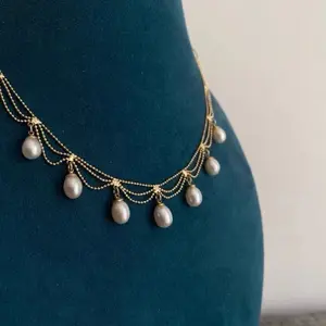 SR Pearl Co. Real Pearl Lace Elegent 14K Gold Filled Necklace, Super Eyecatching Women Gift  Christmas Gift