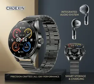 CHDEXIN | D9 Multifunctional Health Smart Watch, Fashionable Digital Watch with Earbuds, Sports Watch with Heart Rate Monitoring for Women & Men, Wearable