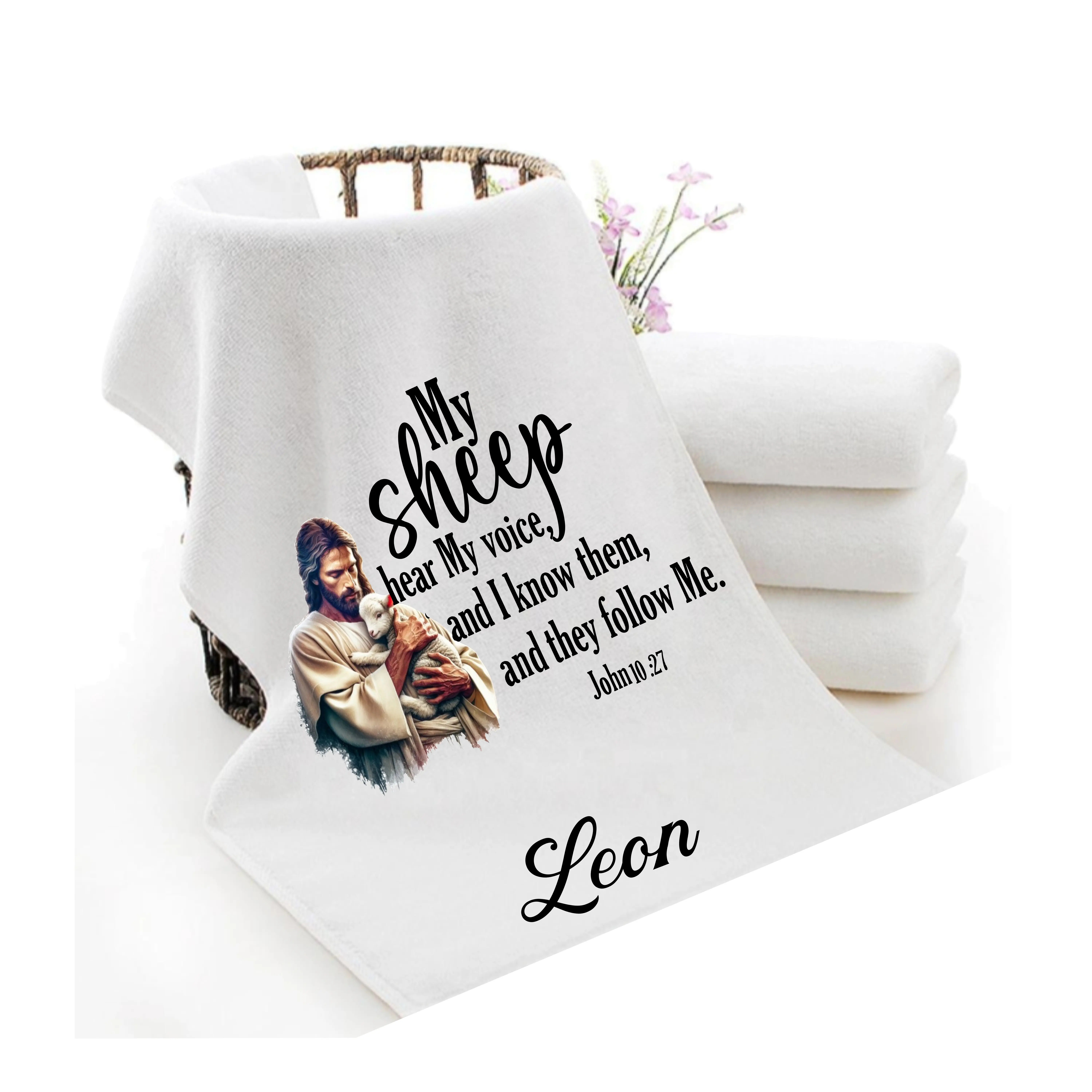 Personalized Towels with Custom Name and Bible verse | Monogram Towels with Scripture Verse