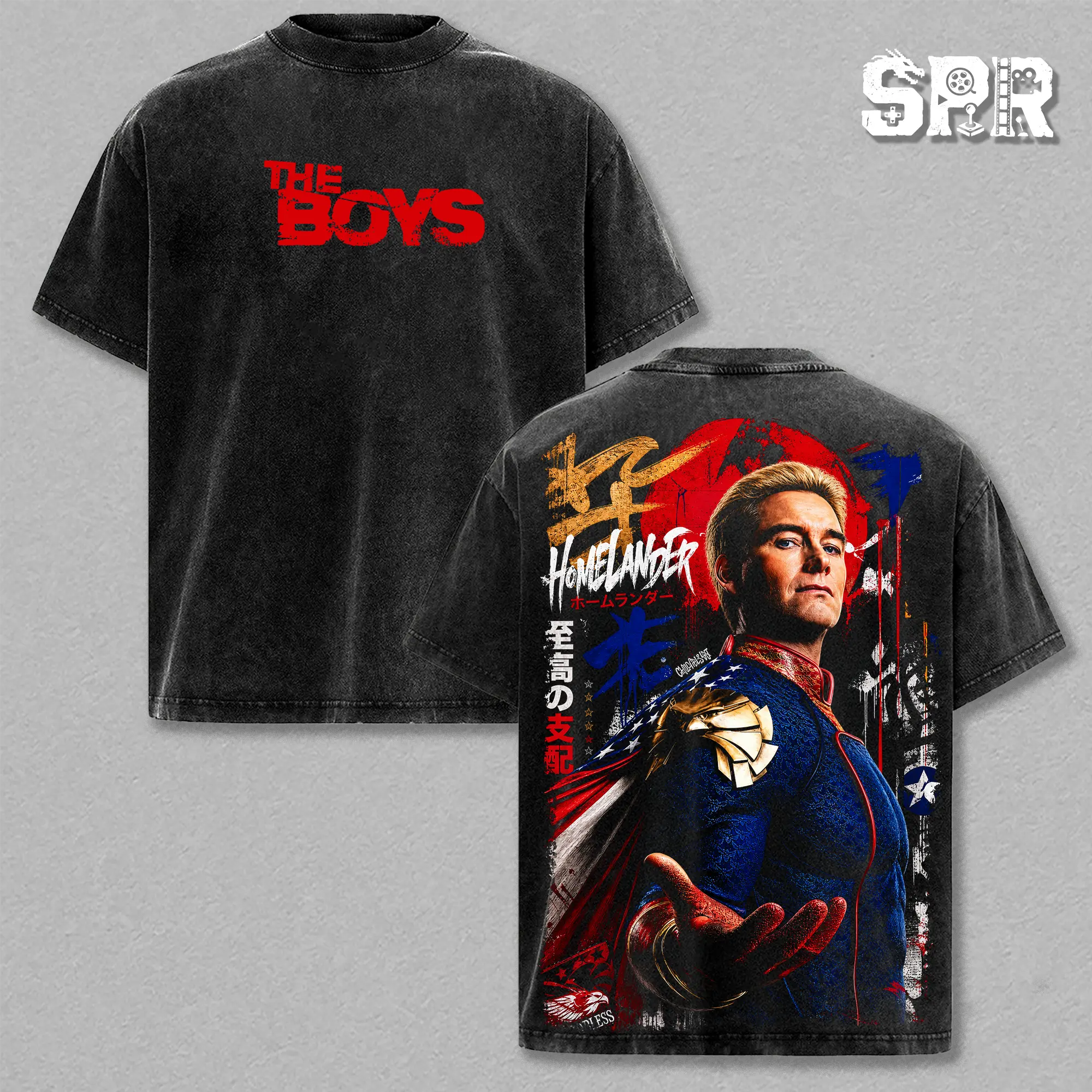 Homelander - The Boys Graphic Tee Vintage Washed Shirt Unisex Streetwear Dark Outfit Homelander Tee Dark Superhero T-Shirt Gift for The Boys Fans