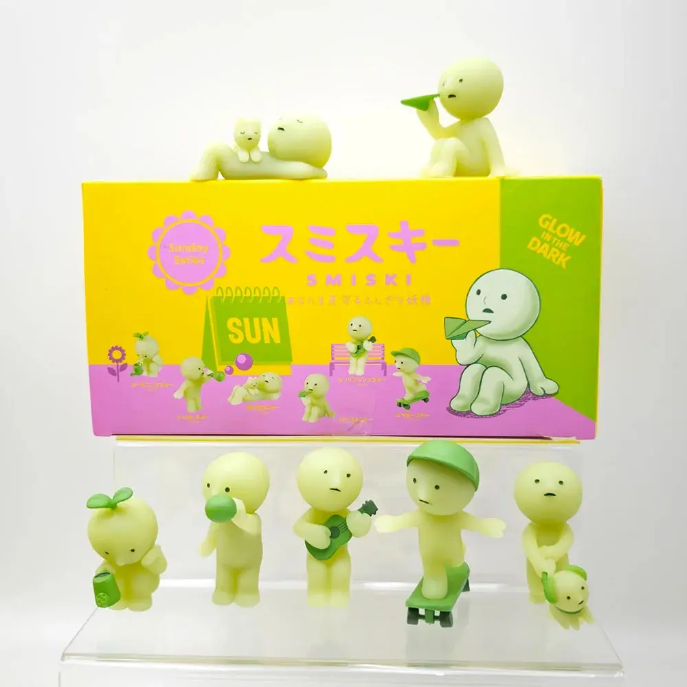 [Real Photo] Limited Smiski Sunday Series – Cute Yoga, Bed & Living, Hipper Blind Box Figure Glow in the Dark Ornament Collection Decoration Gift