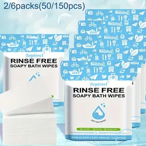 50/150pcs 30*30cm Disposable Rinse Free Bathing Wipes - 25 pieces per pack - All-in-1 Single Use Shower Wipes, Simply Dampen, Lather, and Dry Without Shampoo or Rinsing