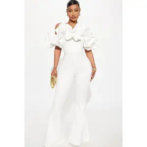 Ruffle Affair Jumpsuit - White C