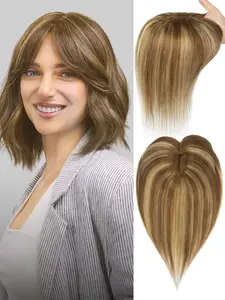 12cm x 13cm Human Hair Toppers Women's Lace Front Wig, Real Hair Quality, Soft Comfortable Touch, High-Quality, Natural Look, 10 Inch Length, Perfect for Everyday Wear