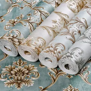 Vintage Luxury 3D Embossed Damascus Wallpaper Roll, Self-Adhesive Non-Woven Fabric Wall Paper, High-Quality Home Decor Essential