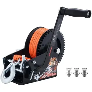 OPENROAD Boat Trailer Winch - Heavy Duty Hand Winch with 32 FT Orange Strap, 2-Way Ratchet With 4:1/8:1 Gear - Ideal for Boat, Truck, Trailer, RV, ATV and Jet Ski - Includes Installation Screws