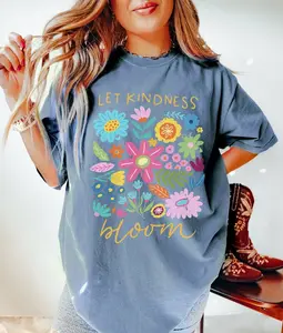 Comfort Colors Nature Shirt, Let kindness bloom, Be Kind Shirt, Floral Kindness Tee Casual Style, All Seasons- Womenswear