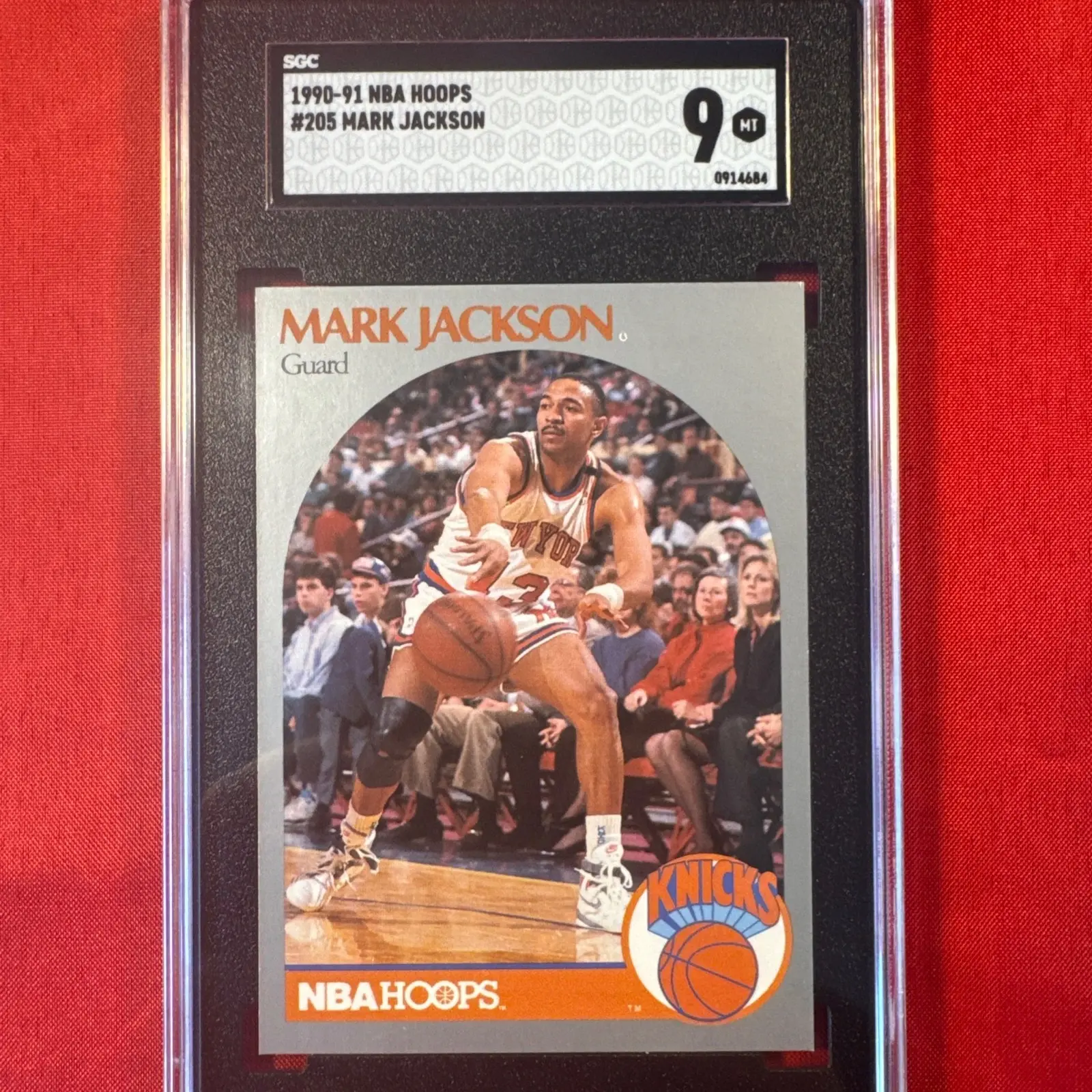 1990 NBA HOOPS MARK JACKSON NY KNICKS-MENENDEZ BROTHERS COURTSIDE CARD SGC 9