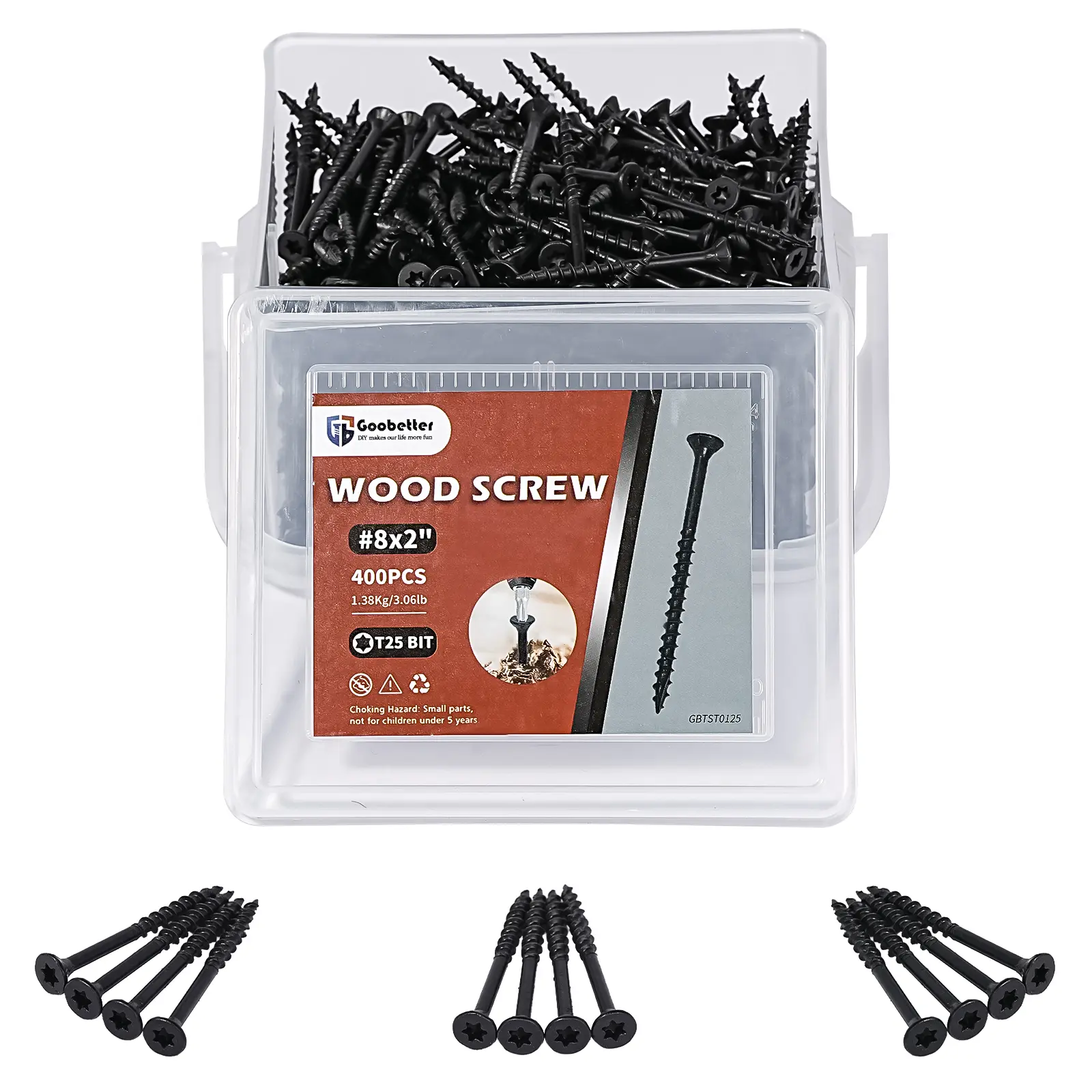 Anti-Rust Carbon Steel Wood Screw Kit - 150-400 PCS High-Strength Countersunk/Truss Head Screws, Bonus Bit, Environmentally Friendly, 2in/2x0.41x2in, No Pre-Drilled Holes Needed, No Deformation, for Home Appliances,Cabinetry, Non-Toxic