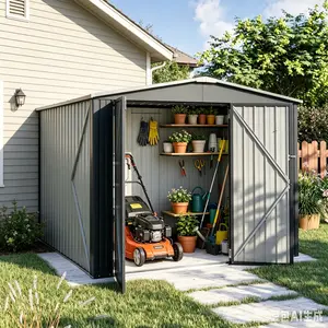 Aoxun Heavy-Duty Metal Garden Shed (7.5x4ft/234x131x185cm) – Weather Resistant Steel Enclosure, Triple-Lockable Door, Assembly Required, Year-Round Outdoor Storage for Bikes, Tools, Black Rainproof Sunproof Roof