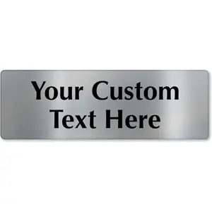 Custom Steel Sign - 4" x 16", 40 mil Stainless Steel Metal, Personalized Engraved Sign for Business, Office, Door, Wall, Heavy-Duty Premium Engraved Steel Plaque, Silver and Black